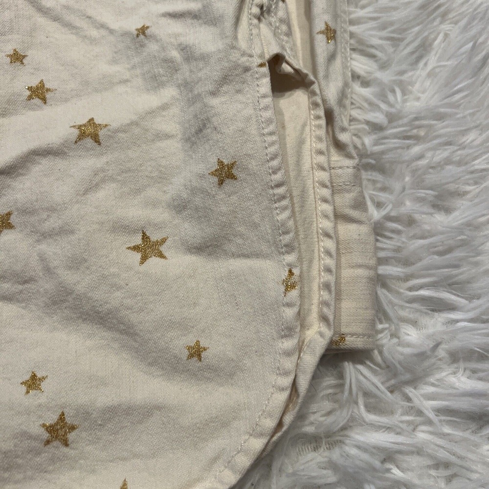 Women's J Crew Cream Heavyweight Gold Star Button Down Canvas Shirt Size Small - Picture 8 of 9
